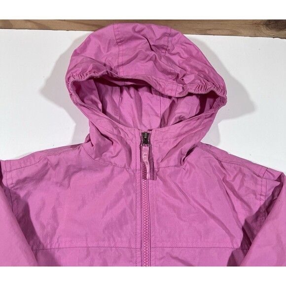 LL Bean Pink Full Zip Nylon Long Sleeve Windbreaker Jacket Kids/Girls Size 8 - Picture 3 of 11